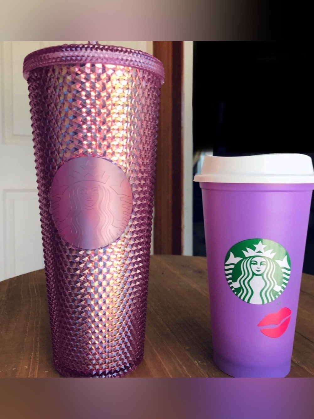 Disneyland 50th Anniversary Starbucks Pink Studded Tumbler set